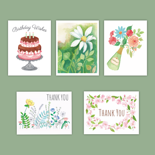 Multi-Pack Selection of 5 Note cards