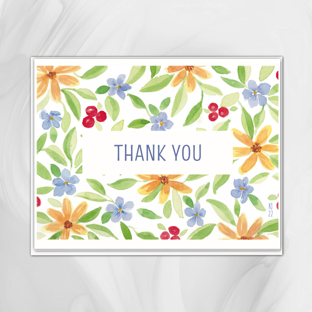 Golden Thanks Note Card - Set of 3